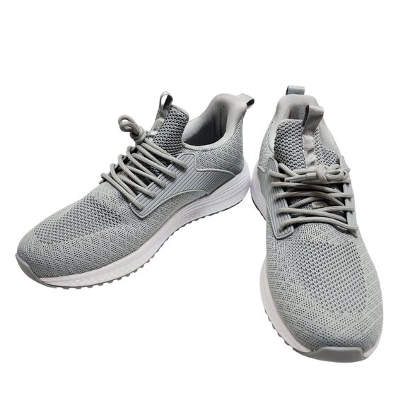 Men's Gray Athletic Sneakers Size 10.5 Lightweight Breathable Knit Fabric - Picture 5 of 11